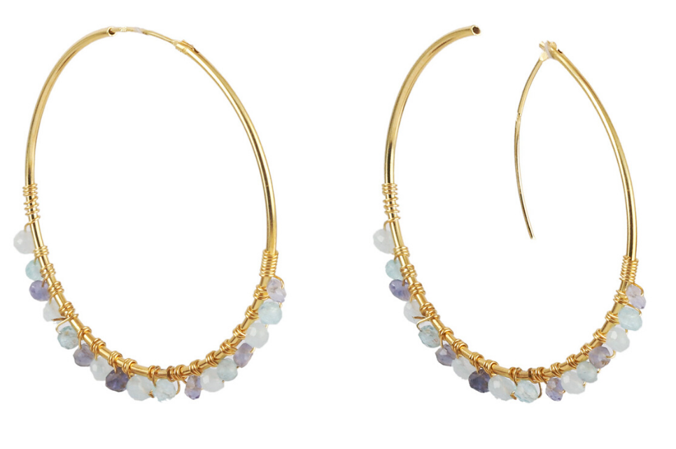 Adore Aquamarine, Iolite & Peridot Hoop Earrings