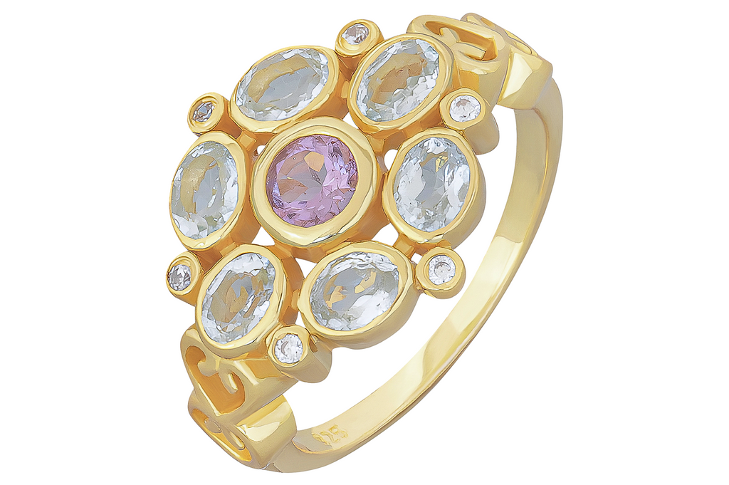 Posie Blue Topaz & Amethyst Ring