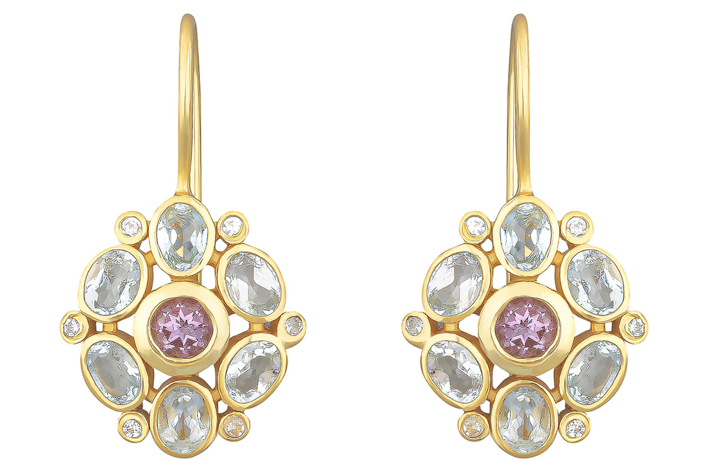 Posie Amethyst & Blue Topaz Drop Earrings