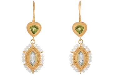 Bella Peridot, Blue Topaz & Pearl Earrings