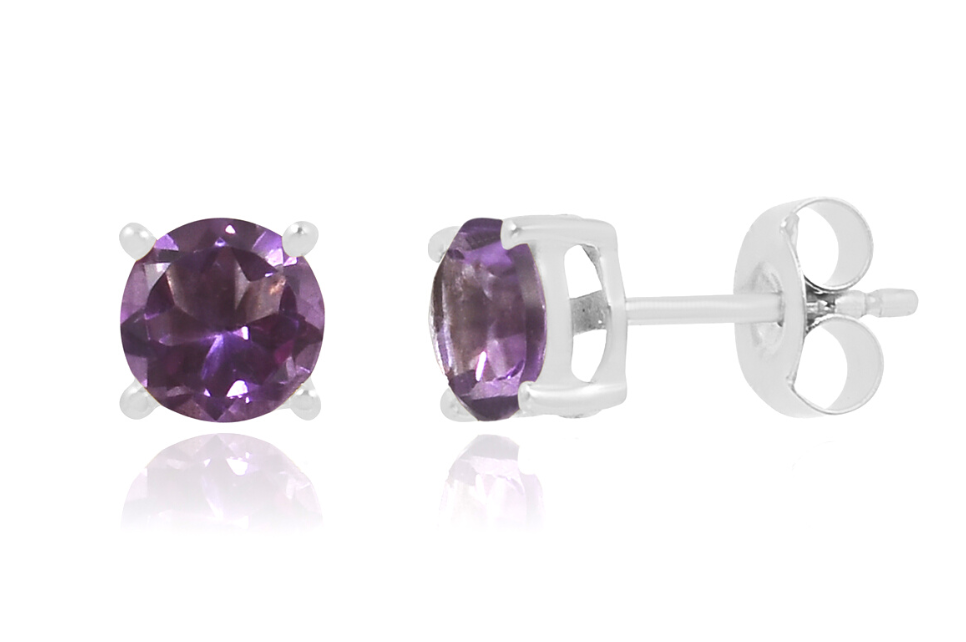 Candy Amethyst Silver Stud Earrings