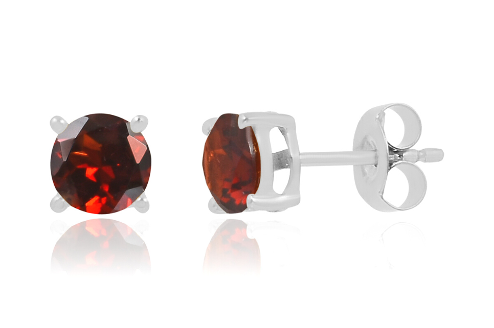 Candy Garnet Silver Stud Earrings