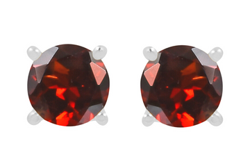 Candy Garnet Silver Stud Earrings