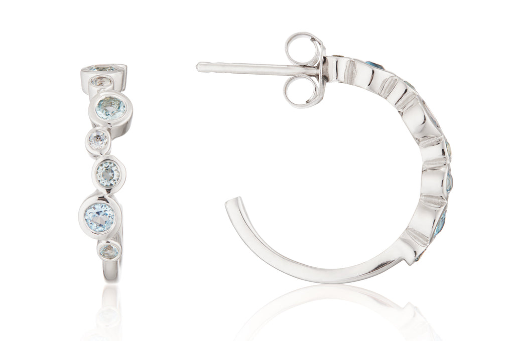 Capri Blue Topaz Silver Hoop Earrings