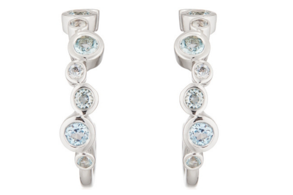 Capri Blue Topaz Silver Hoop Earrings