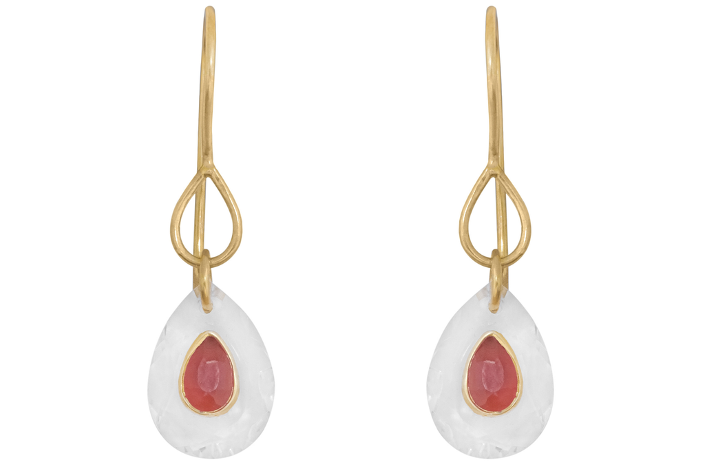 Rock Crystal & Carnelian Jadau Earrings