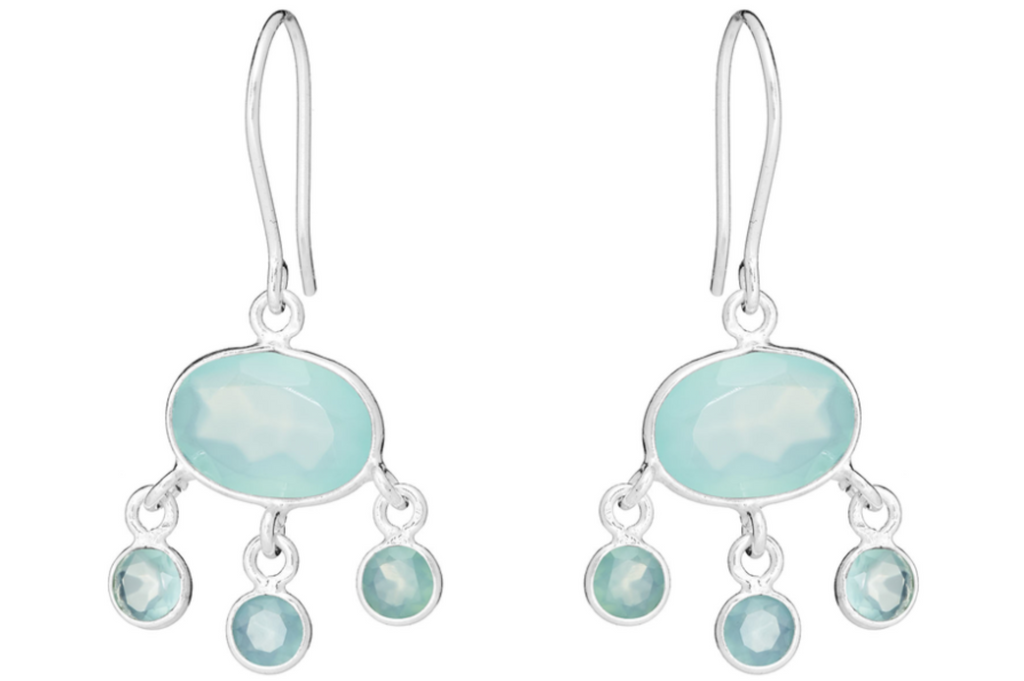 Jellyfish Baby Chalcedony Silver Earrings