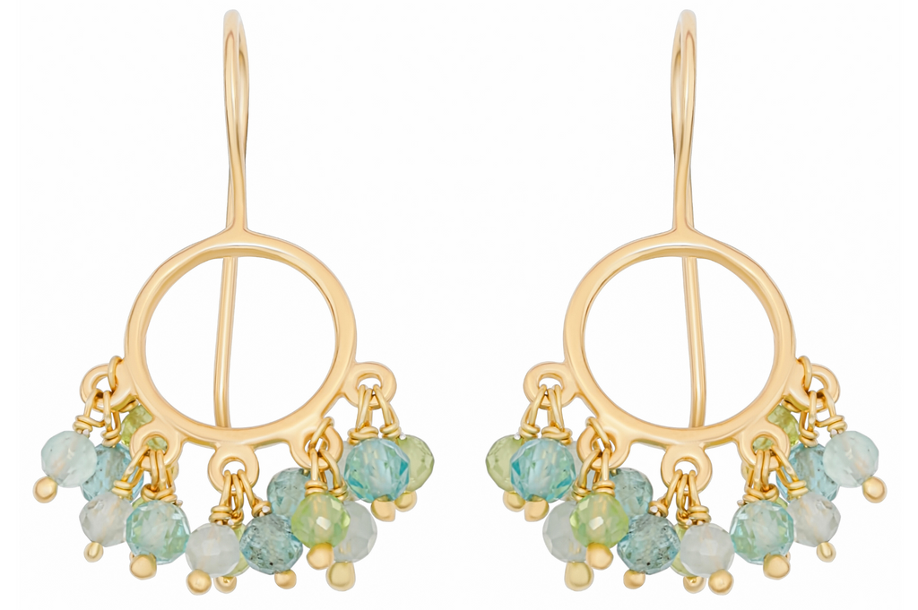 Cora Peridot, Apatite & Aquamarine Circle Earrings