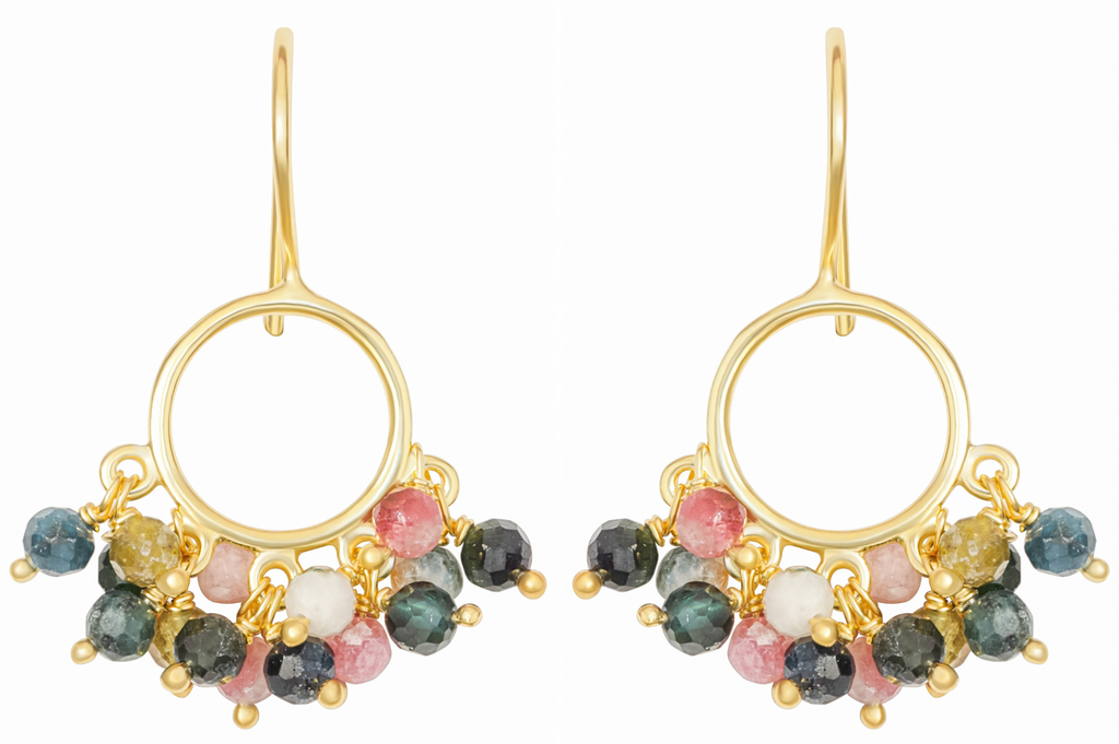 Cora Tourmaline Circle Earrings