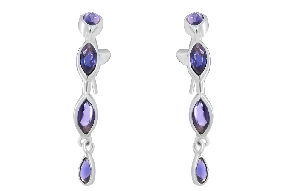 Corfu Iolite Silver Hoop Earrings