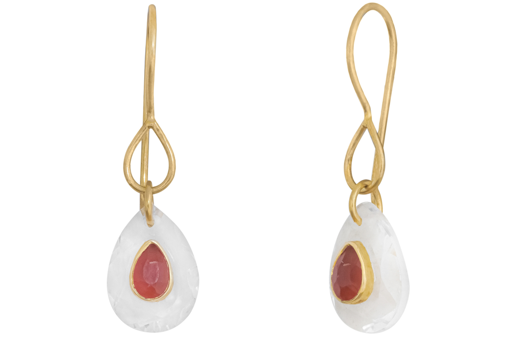 Rock Crystal & Carnelian Jadau Earrings