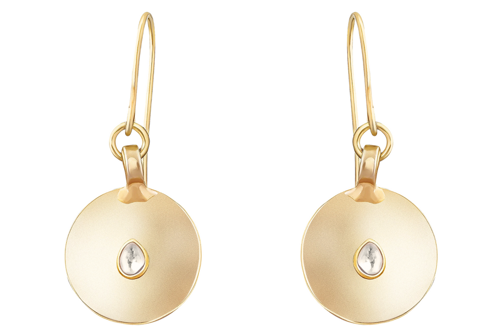 Disc & Rock Crystal Drop Earrings