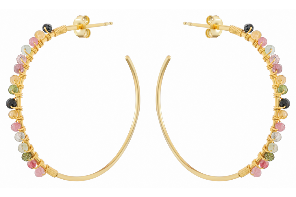 Delos Tourmaline Beaded Hoop Earrings