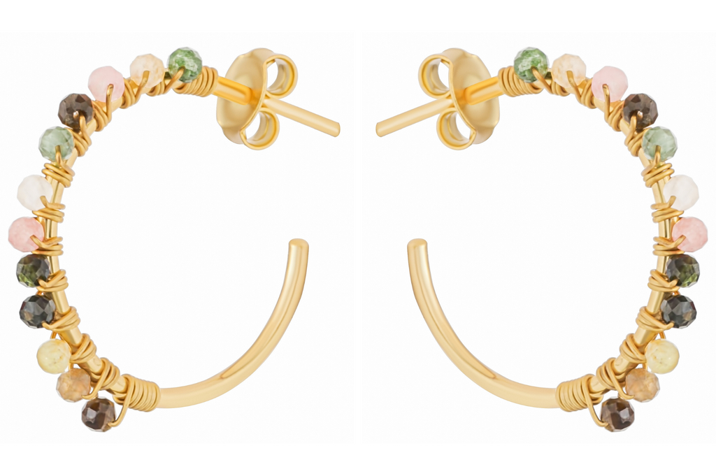 Delos Tourmaline Smaller Beaded Hoop Earrings