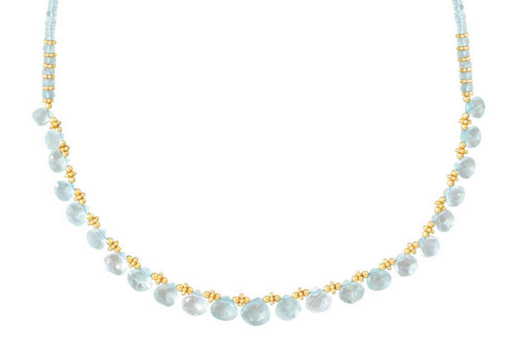 Diva Aquamarine Single Line Bead Necklace