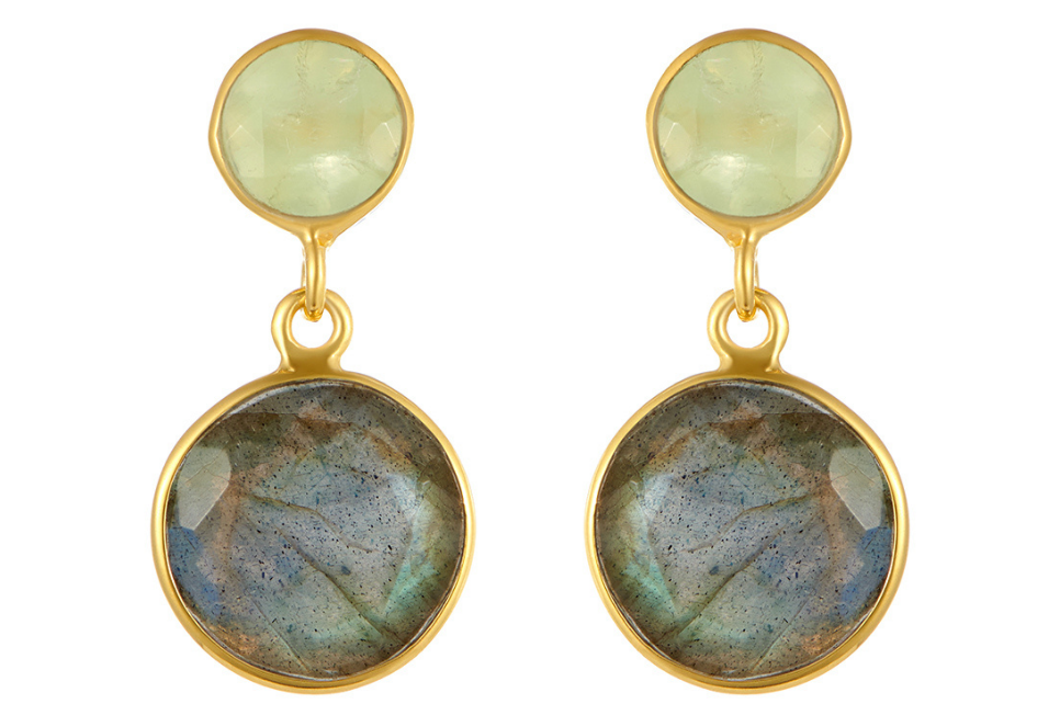 Dotty Prehnite & Labradorite Double Drops