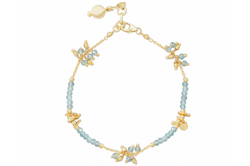 Gold and Blue Apatite Charm Bracelet