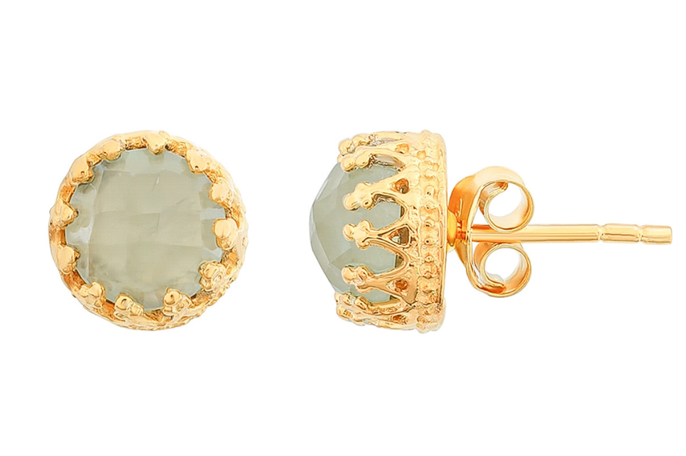 Fara Prehnite Gemstone Stud Earrings