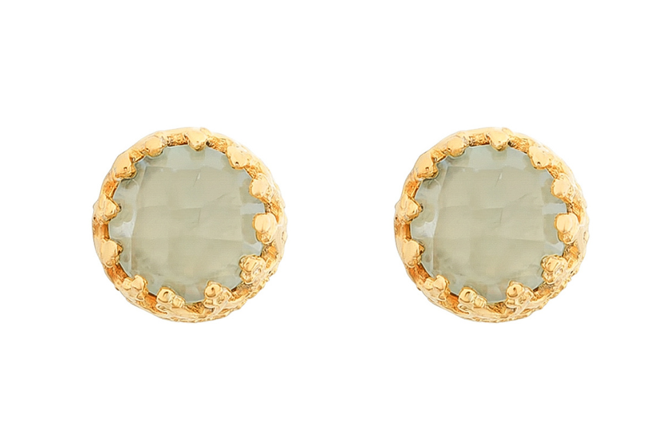 Fara Prehnite Gemstone Stud Earrings