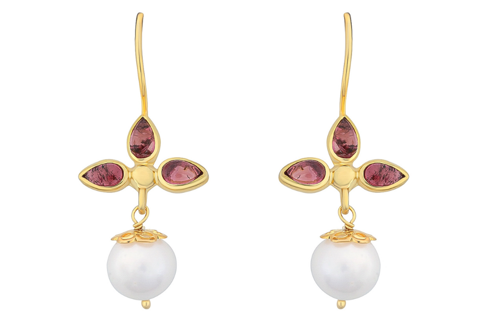 Fifi Pink Tourmaline & Pearl Earrings