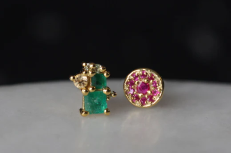 Florence Emerald & Peridot Stud Earrings