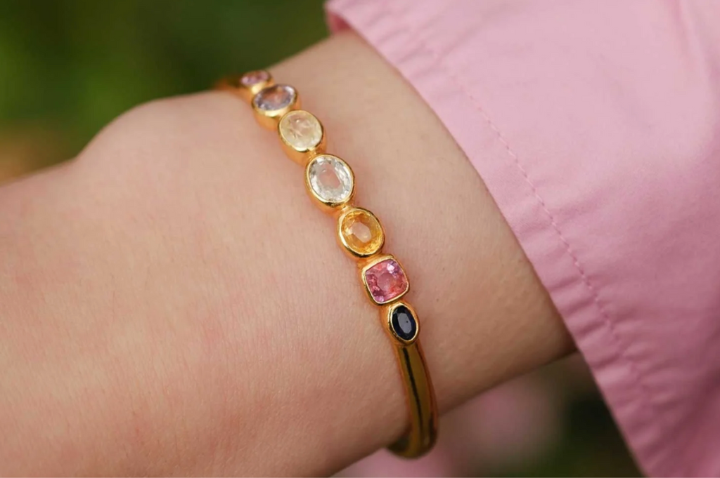 Multicolour Sapphire Cuff Bracelet