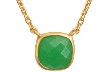 Green Onyx Cushion Cut Pendant Necklace