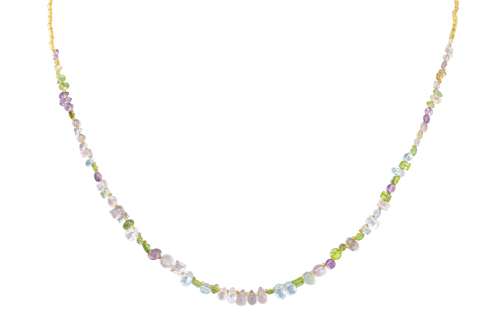 Greta Pastel Gemstone & Gold Bead Necklace 
