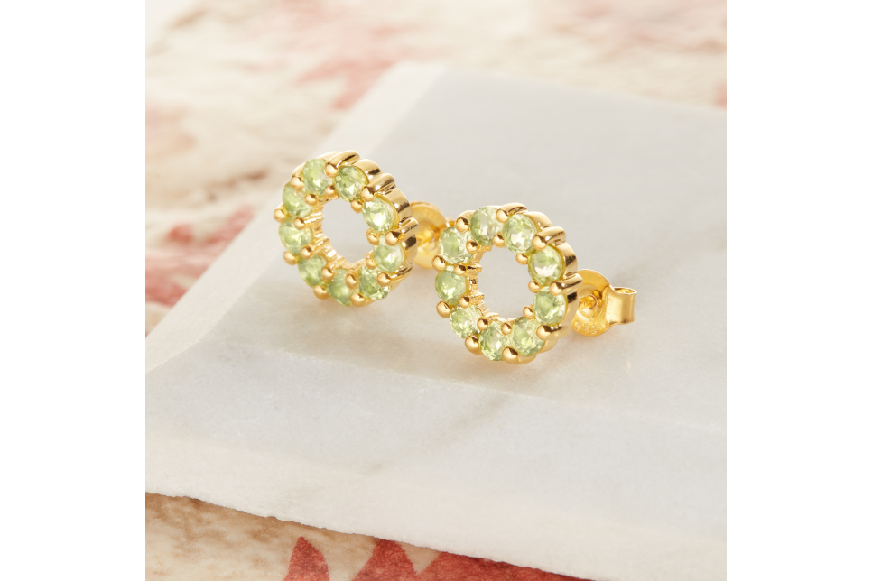 Halo Peridot Stud Earrings