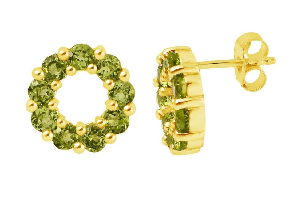 Halo Peridot Stud Earrings