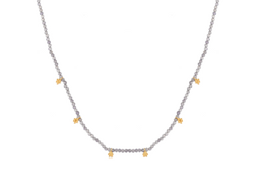 Fiora Iolite & Flower Charm Necklace