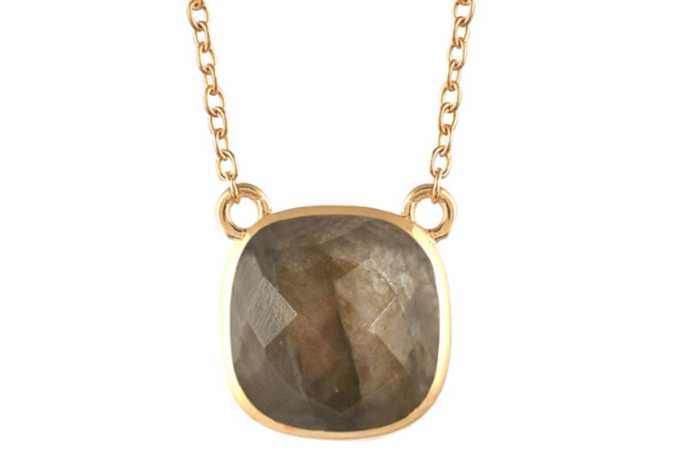 Labradorite Cushion Cut Pendant Necklace