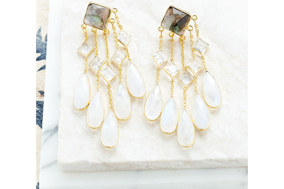 Shruti Labradorite & Moonstone Earrings