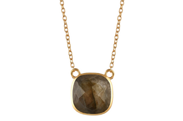Labradorite Cushion Cut Pendant Necklace