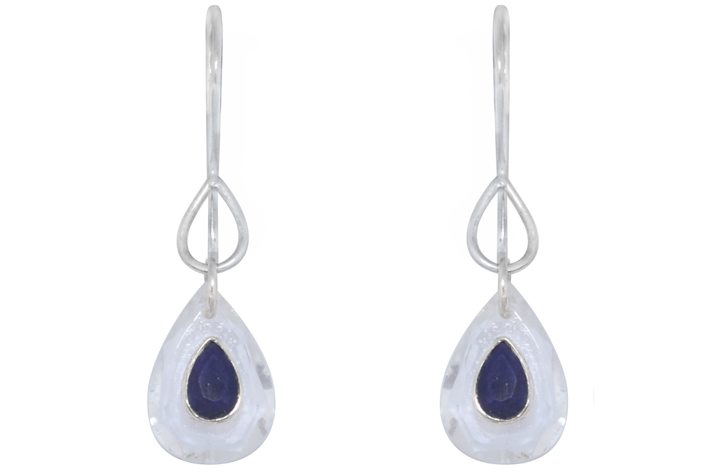 Rock Crystal & Lapis Jadau Earrings