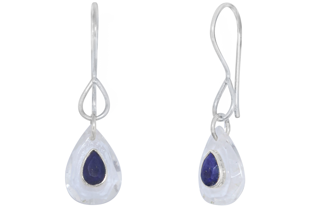 Rock Crystal & Lapis Jadau Earrings