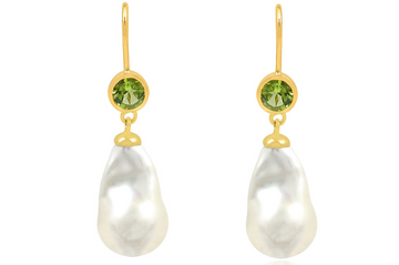 Mona Baroque Pearl and Peridot Earrings