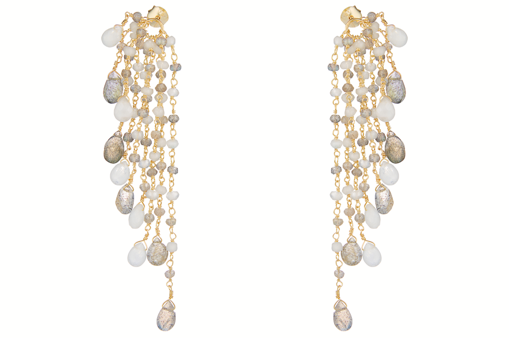 Waterfall Labradorite & Moonstone Gemstone Earrings