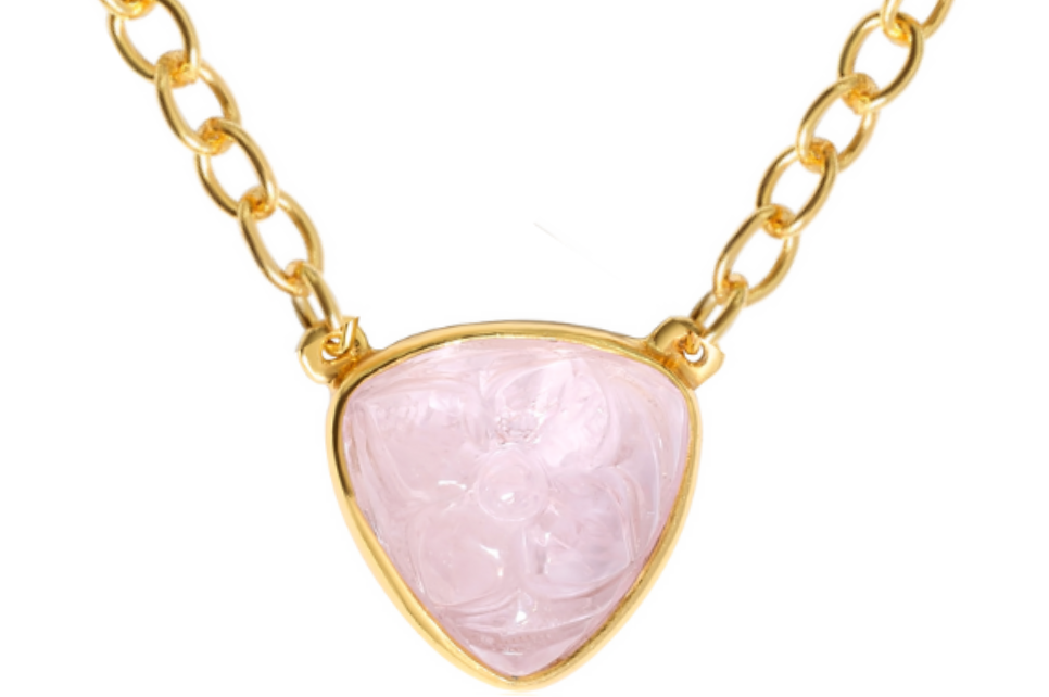 Carved Morganite Pendant Necklace