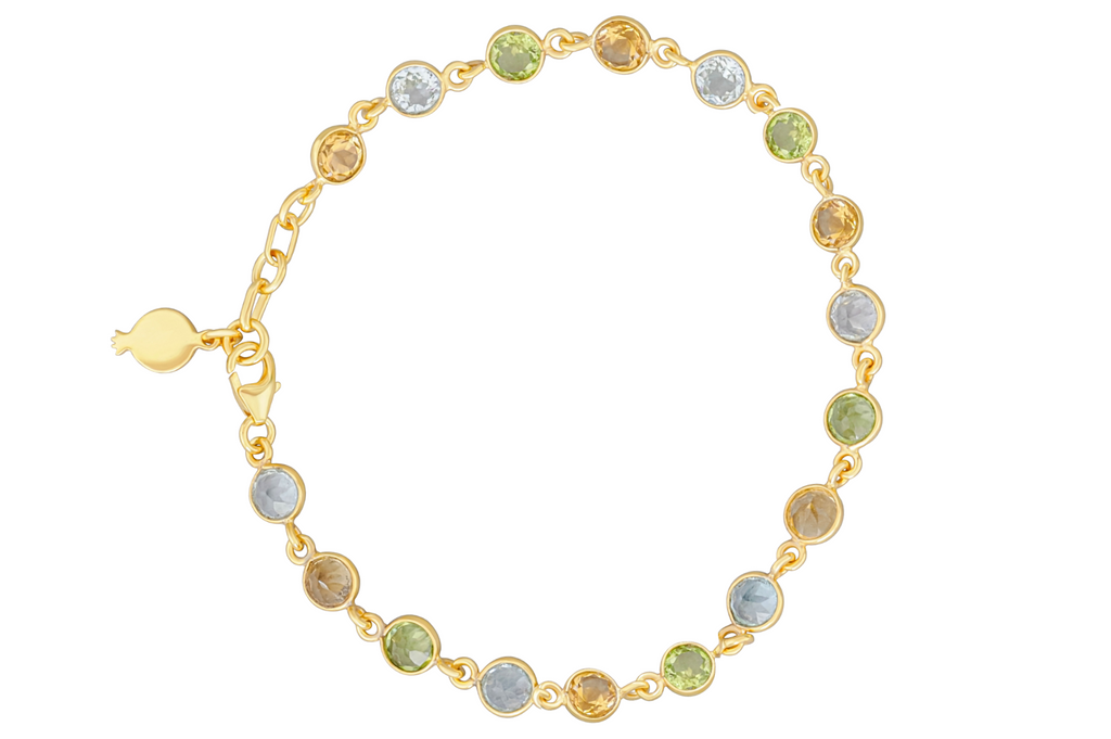 Goa Peridot, Blue Topaz & Citrine Bracelet