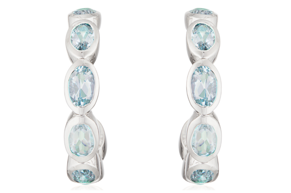 Mykonos Blue Topaz Silver Hoop Earrings