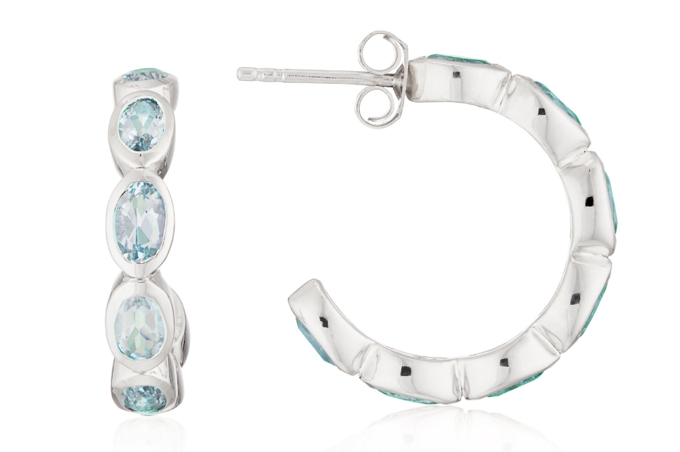 Mykonos Blue Topaz Silver Hoop Earrings