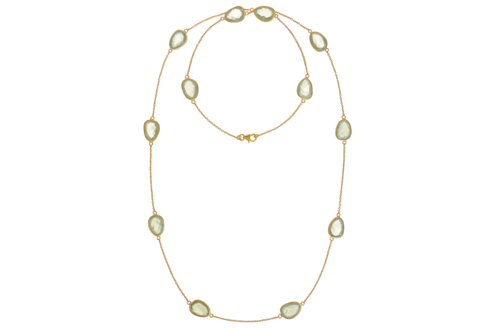 Pebble Long Green Amethyst Necklace