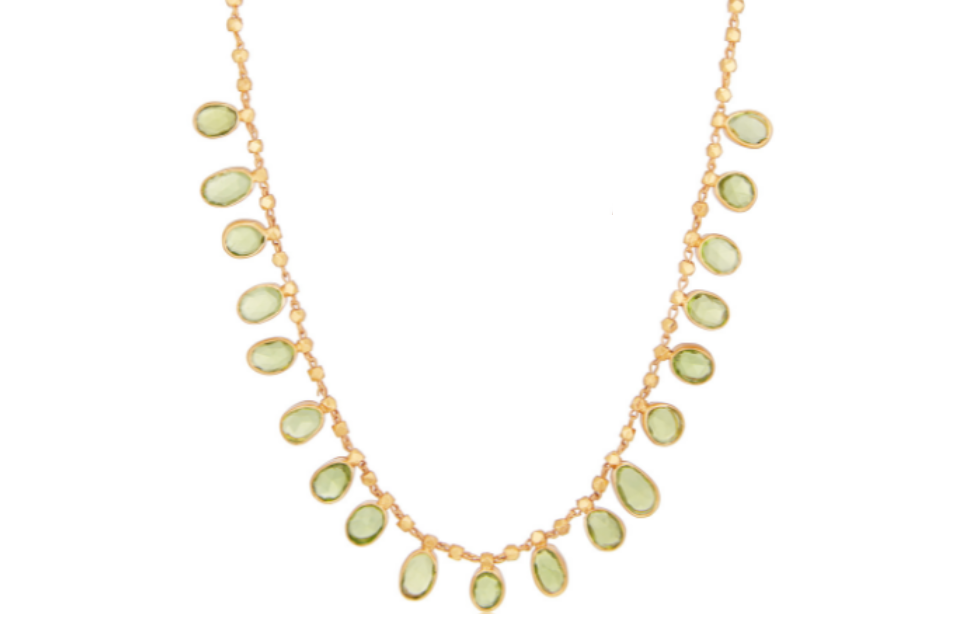 Peridot Pendant Beaded Necklace