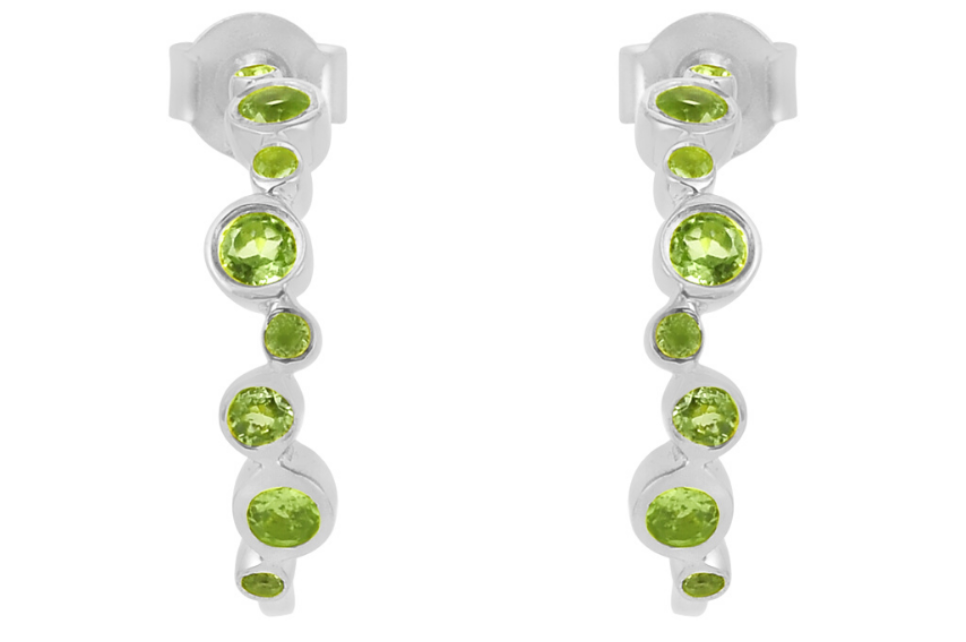 Capri Peridot Silver Hoop Earrings