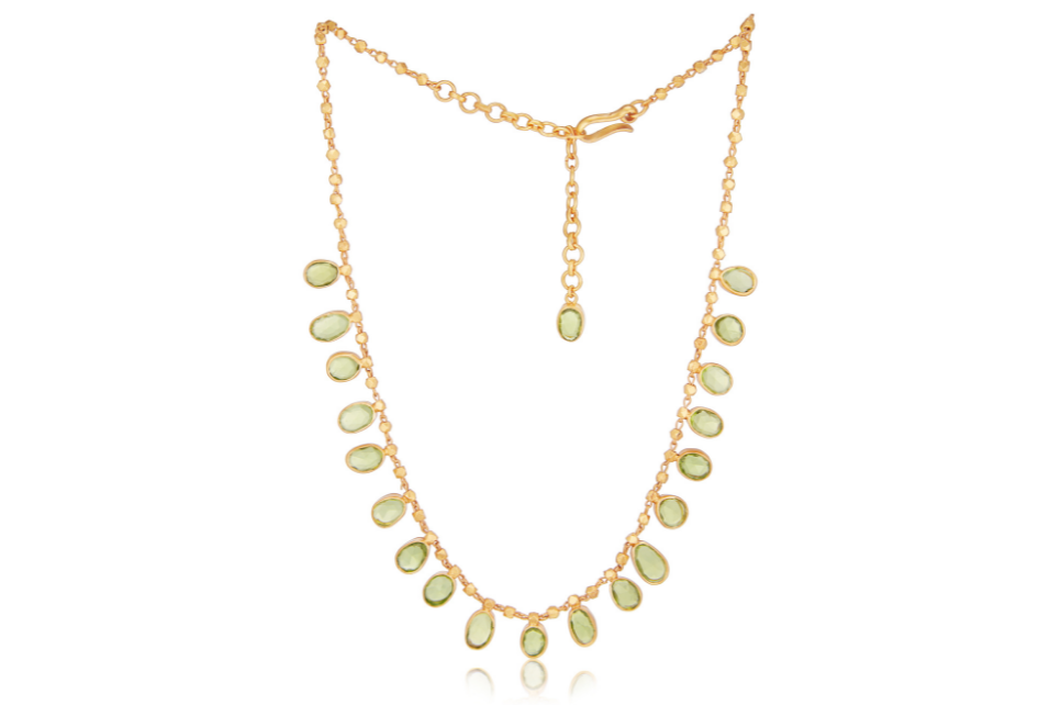 Peridot Pendant Beaded Necklace