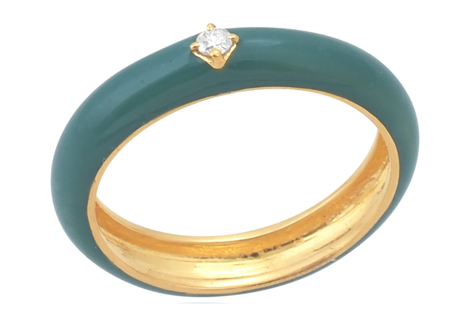 Pia Teal Enamel & Diamond Ring