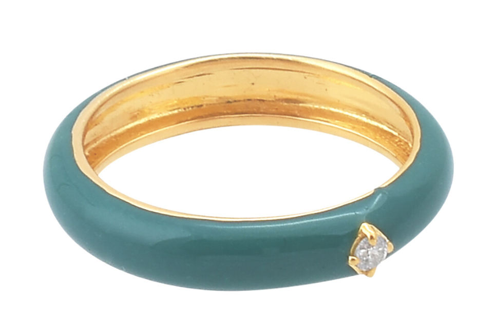 Pia Teal Enamel & Diamond Ring