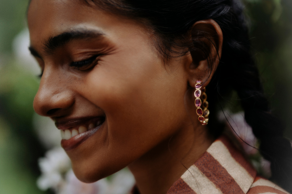 Santorini Pink Topaz Hoop Earrings