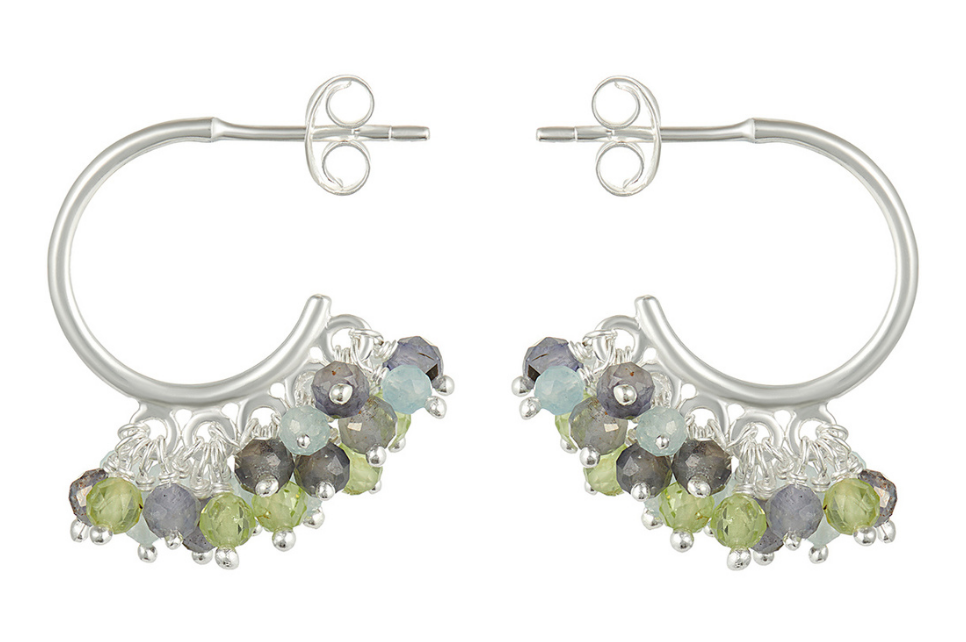 Pip Aquamarine Silver Hoops